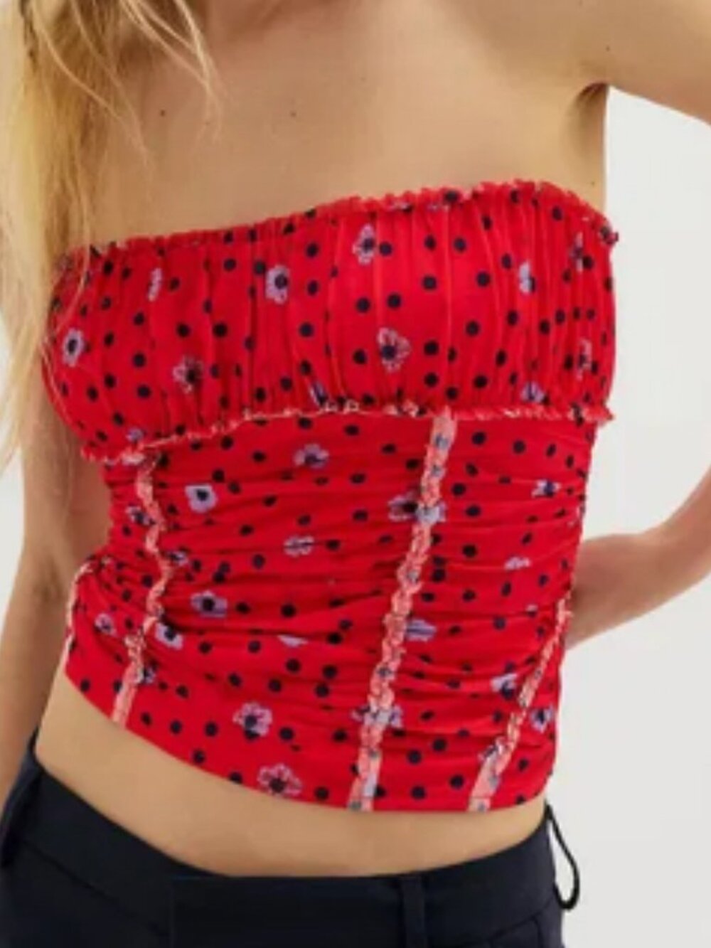 FREE PEOPLE Scottie Printed Tube Top in Red Sz MEDIUM
